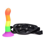 Strap U Proud Rainbow Silicone Dildo W- Harness (out Mid Aug)